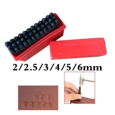 Mumusuki Lettere in Acciaio ad Alto tenore di Carbonio Set di timbri punzonati A-Z Custodia in Pelle per Attrezzi in Metallo 4mm 