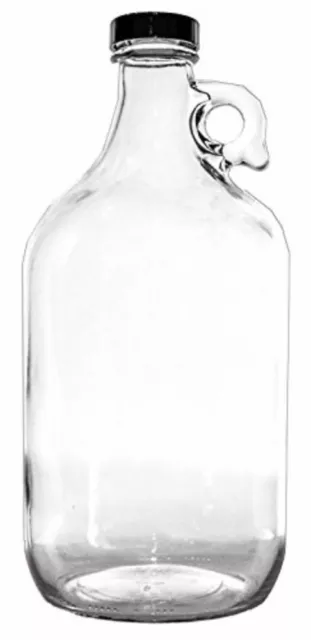 1/2 Gallon Clear Glass Beer Growler - Reusable - With Polyseal caps-set of 3