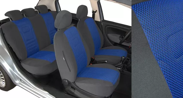 Maßgefertigte Vordersitzbezüge Velours Stripes TrueColorBlau für VW CADDY 3 (2K)