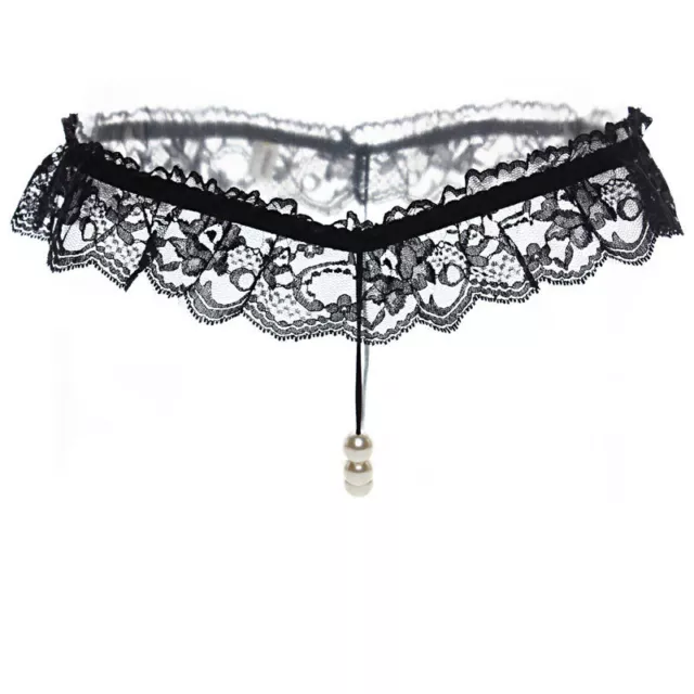 Women Sexy Pearl Lace Underwear Lingerie G-String Briefs Knickers