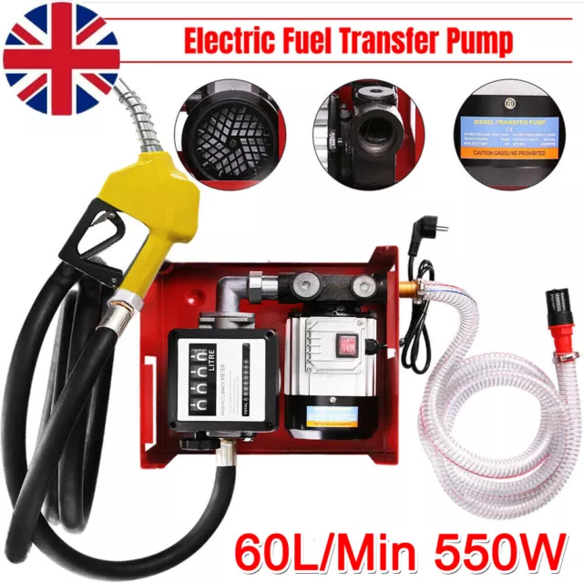 220V Electric Fuel Transfer Pump 550W-60L/Min W/Nozzle Meter For Oil Fuel Diesel