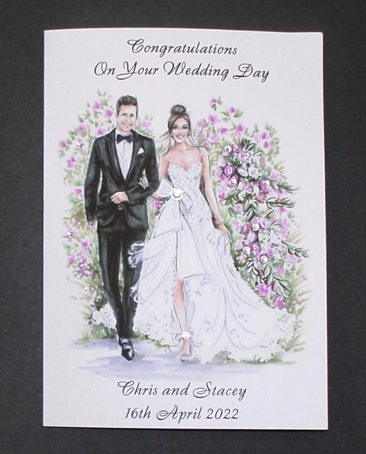 HANDMADE PERSONALISED CONGRATULATIONS Wedding Day Card £2.69 - PicClick UK