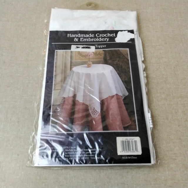 Vintage Hand Made Crochet And Embroidery Topper
