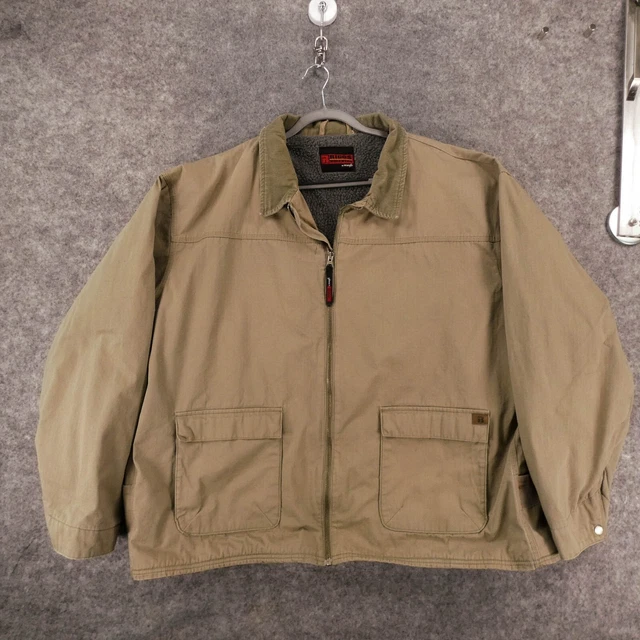 Wrangler Riggs Workwear Jacket Mens 4XL Brown Canvas Sherpa Lined Full Zip