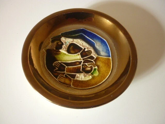 Les Potiers D'accolay /Rare Assiette En Ceramique Emaillee Date 1964