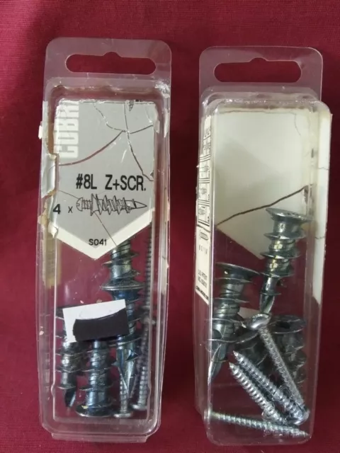 #8L Zinc Wall Anchor And Screw Cobra # S041 4 Pack Qty