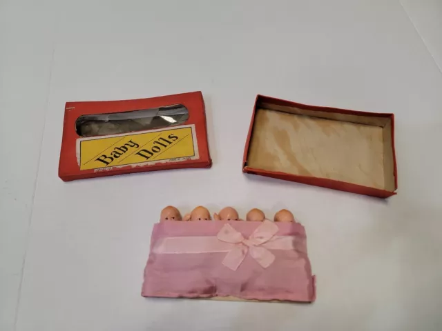 1930s Miniature Antique Vintage Jointer Bisque Quintuplet Dolls - Japan