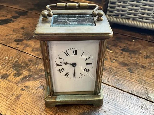 Antique French Brass & Beveled Glass Case Carriage Clock