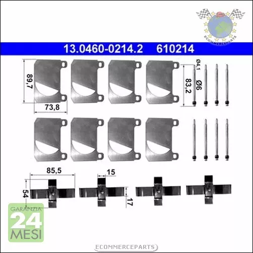 Kit accessori pastiglie freno ATE Anteriore per MERCEDES MB-TRAC 1000 UNIMOG U