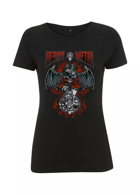 t-shirt donna maglietta cotone 100% rock metal gotico chitarra stampata musica