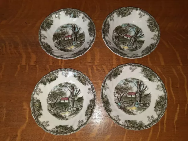 4 Johnson Bros. 5-1/4" Berry Bowls, Friendly Village / The Stone Wall