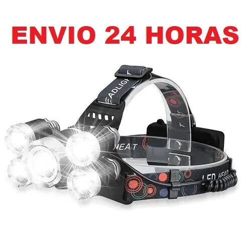 Frontal LED Recargable, Linterna 4 Modos Luz, Alta Potencia ENVIO 24 H 27