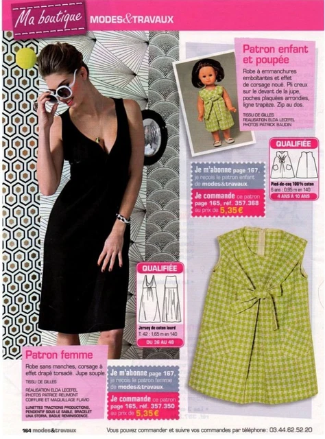 Patron De Couture MODES & TRAVAUX T19 - Robe Chasuble Girafe Pour Poupée Emilie (Sept 2014)