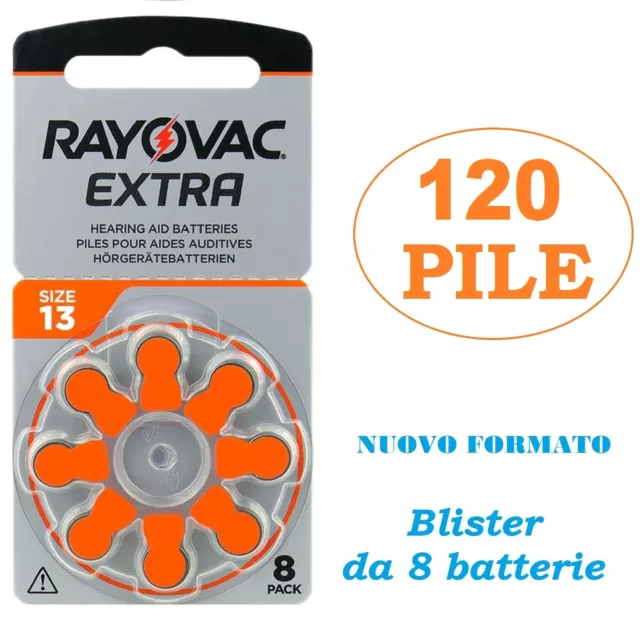 120 Batterie PILE RAYOVAC Extra 13 per Apparecchi Acustici Protesi Udito PR48