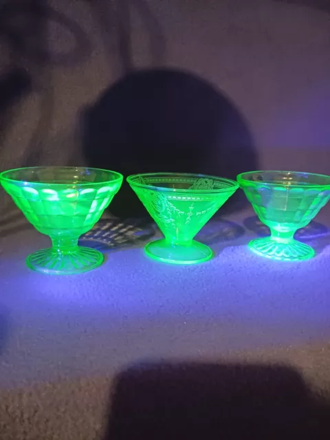 Vtg Uranium Vaseline Depression Glass Choice Of 1  Belmont & anchor Hocking