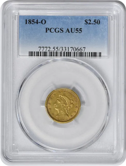 1854-O $2.50 Gold Liberty Head AU55 PCGS