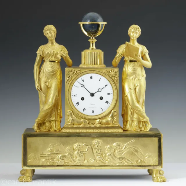 Doutrewe Paris 1800 hochfeine große klassizistische Bronze Pendule - Astronomie
