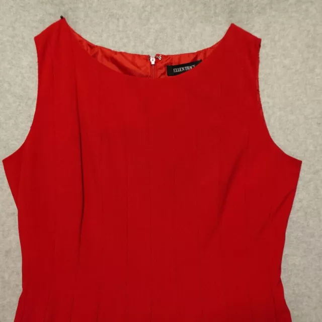 Ellen Tracy Dress Womens 10 Red Fit and Flare Sleeveless Lined 2