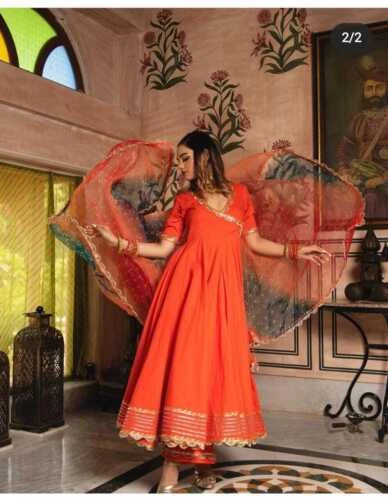 Abito designer indiano Anarkali con set di pantaloni set donna Palazzo Kurta pronto