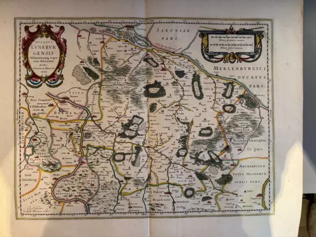 Historische Landkarte Teile von  Niedersachsen auf Latein ca. 1680 ca 36x46