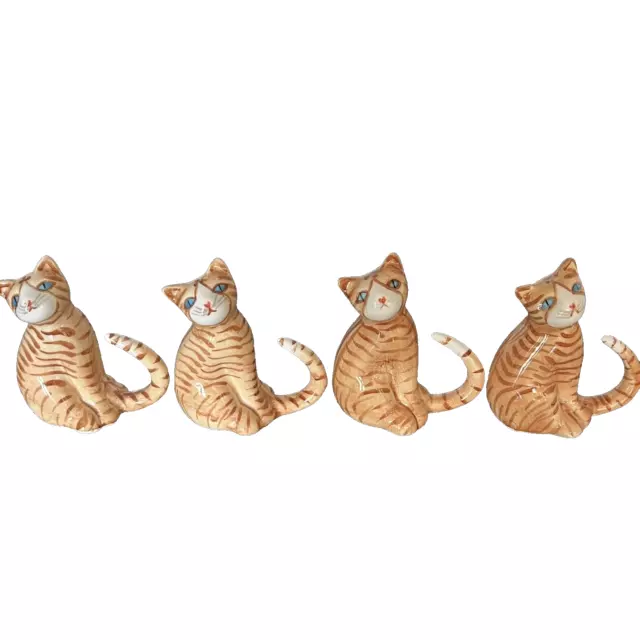 Orange & White Striped Cat Kitten Bone China Napkin Rings Holders Set of 4 L1