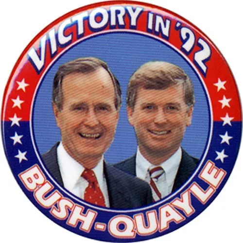 Large 1992 Bush Quayle VICTORY IN '92 Jugate Campaign Button (3258)