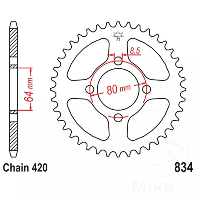 JT Heckkettenrad 52 T 420 P JTR834.52 für Yamaha TT-R 90 5HNC 2003