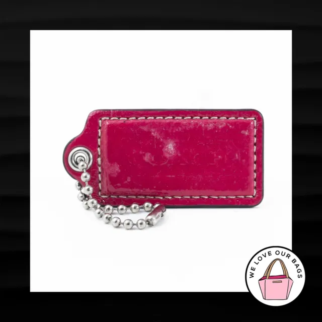 2.5" Large COACH PINK PATENT LEATHER KEY FOB BAG CHARM KEYCHAIN HANGTAG TAG