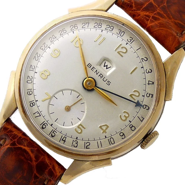 BENRUS Day-Date, Sub Seconds. Choice Vintage Watch. 10K GF. Cal. Eta 900. CE 13