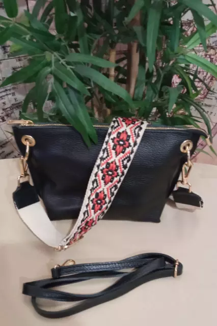 Borsa borsello pochette nero donna ragazza VERA PELLE c/tracolla