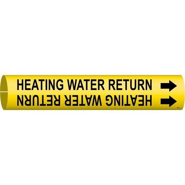 BRADY Pipe Marker, Heating Water Return, Yellow, 4072-C