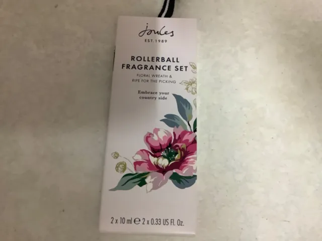 BNIB Joules Rollerball Fragrance Set Floral Wreath Ripe For The Picking 2 x 10ml