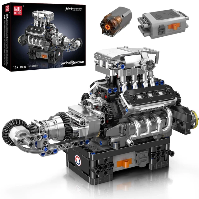 Stem Racing Model Block MOULD KING 10206 V8 Engine Motor Model Building Block Kid Adult Toy ...