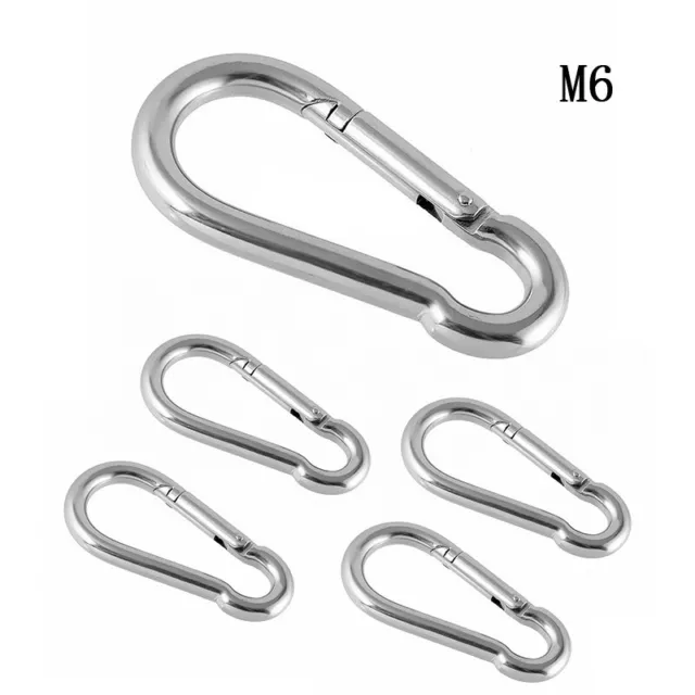 5X 304 Stainless Steel Key Quick Buckle Snap Spring Clip-On Hooks Carabiners