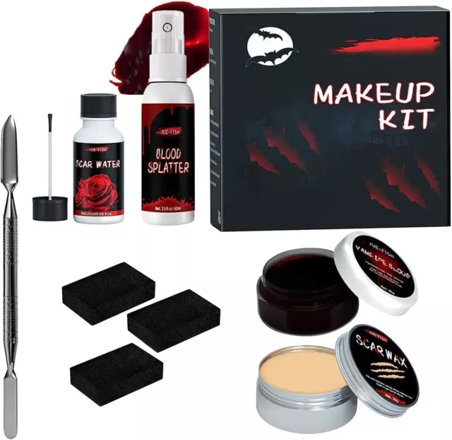 JOKBEN Scars Wax&Fake Blood Spray Kit, SFX Halloween Makeup Scars Wax Kit, Set,