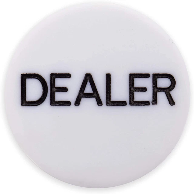 2" Engraved White Dealer Poker Button by
