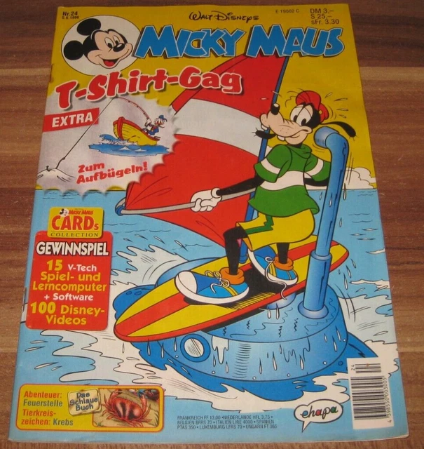 Micky Maus 1996 Nr. 24 Beilage T-Shirt Bügelbild ua Ehapa Comic Heft Z2