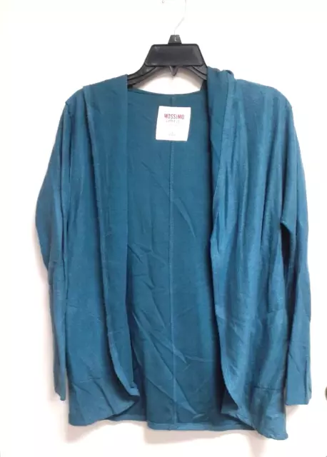 Mossimo Women's Teal Green Hooded Long Sleeve Open Front Cardigan with Pockets S
