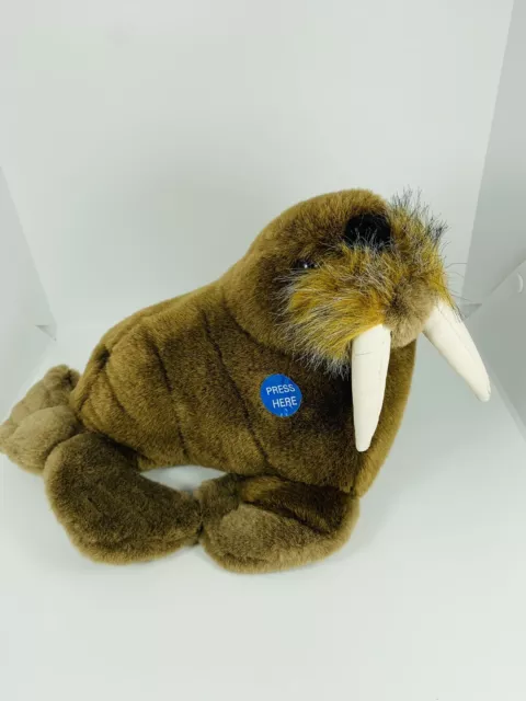 SEA WORLD Plush Walrus Brown Realistic Stuffed Animal Toy Vinyl Tusks NO SOUND