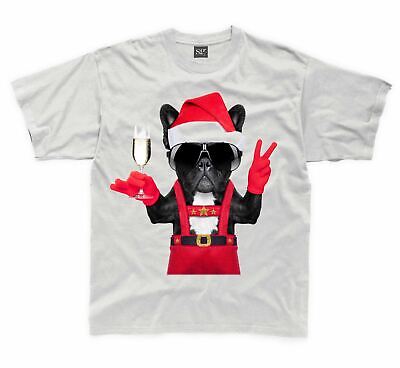 French Bulldog Santa Claus Style Father Christmas Kids T-Shirt - Childrens