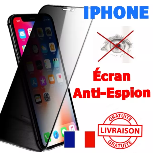 VERRE TREMPÉ POUR iPhone Protection Anti Espion 15 14 13 12 11 Pro  Max/Xs/XR/X EUR 4,78 - PicClick FR