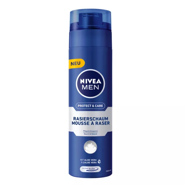 6x 200ml Nivea Men Rasierschaum Protect & Care Aloe Vera Rasur Männer Mousse 2