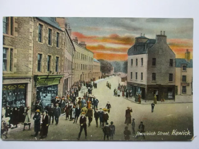 Buccleuch Street Hawick Roxburghshire Vintage Postcard K36