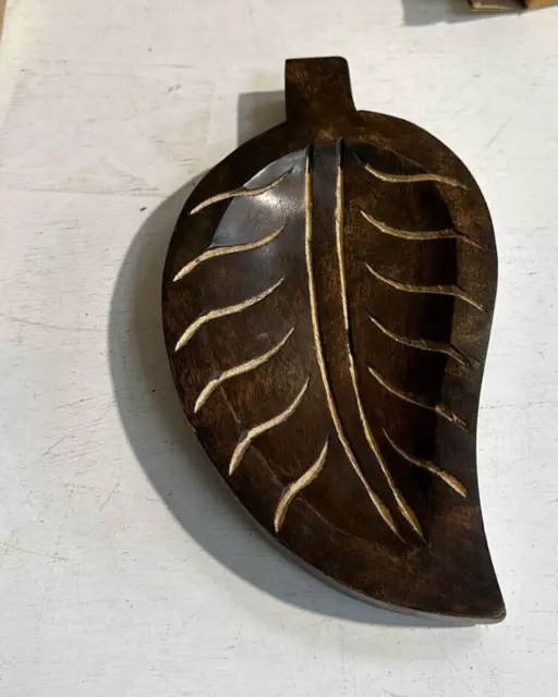 Handcrafted Wooden Decorative Leaf Design Tray Platter for Serving Food Snacks