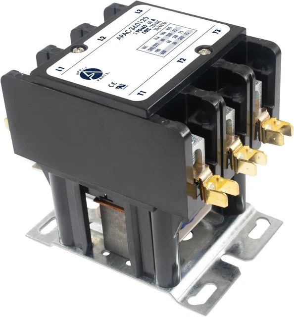 Heavy Duty 3 Poles Contactor 60 Amp 120 Volts Coil Replacement for ac Compressor