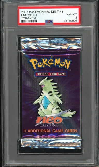PSA 8 NM-MT 2002 Pokemon Neo Discovery WOTC Sealed Booster Pack - Tyranitar