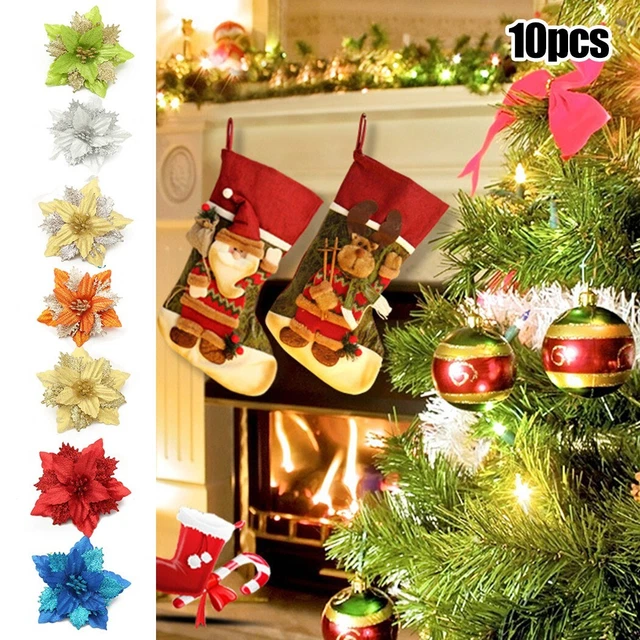 Flores de Navidad estrella de Navidad casa 9cm fiesta decoración navideña