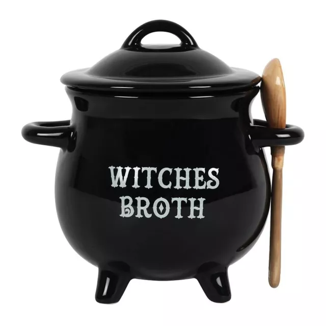 Black Soup Bowl Witches Broth With Handles Bone China 500ml Food Mug With Lid