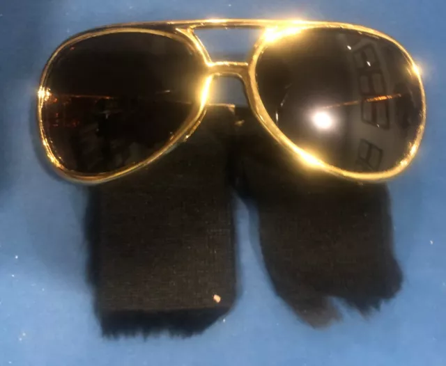 Elvis Presley Gold Colored Sunglasses With Attached Sideburns New