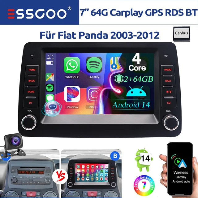 Ohradio 9 Pollici 2G+64G Per Fiat Panda 2003-2012 – Stereo Android 15 Con Wireless Carplay E Retrocamera